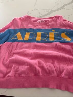Chaser Pink Crewneck with Blue and Yellow Apres Graphic